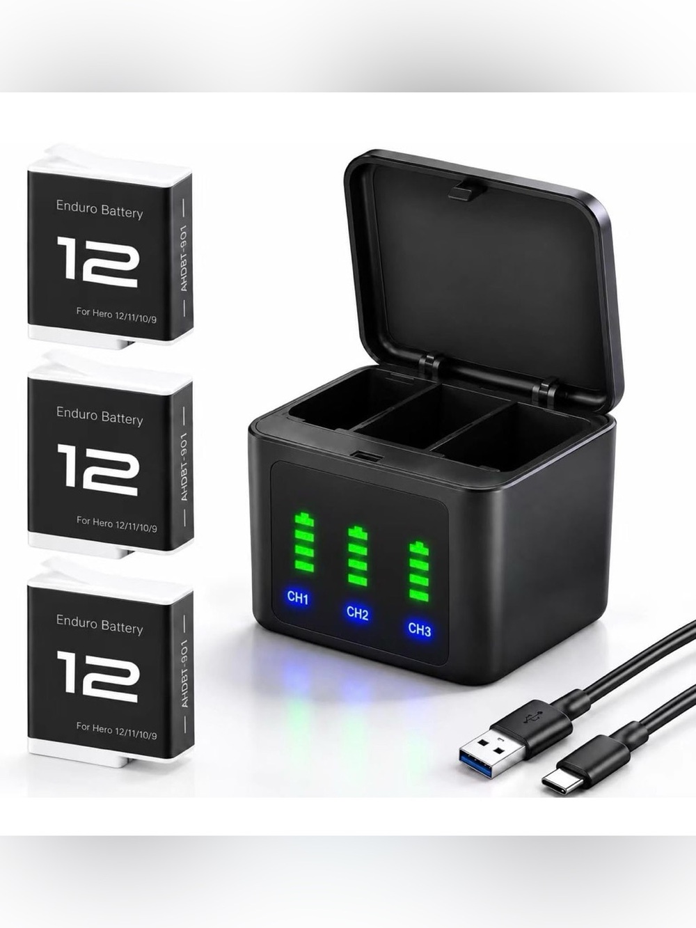 1800mAh Battery Kit for GoPro Hero 12
Compatible with GoPro Hero 12/11/10/9